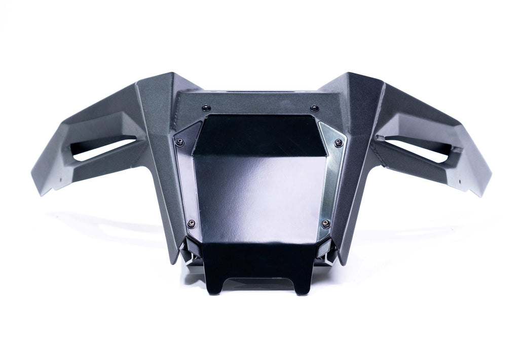 Driver side view of Volt front winch bumper installed on Polaris RZR Pro R
