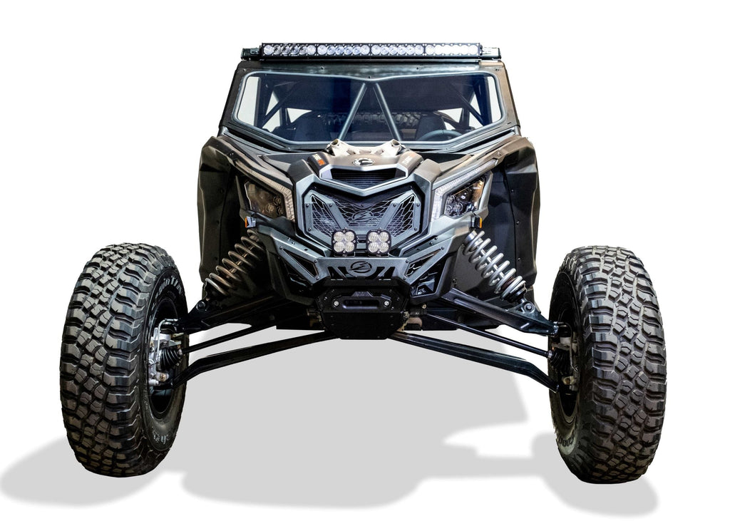 Direct front view of Can-Am Maverick X3 Volt Series Winch Bumper showing symmetrical design and 10-inch light bar mounting location