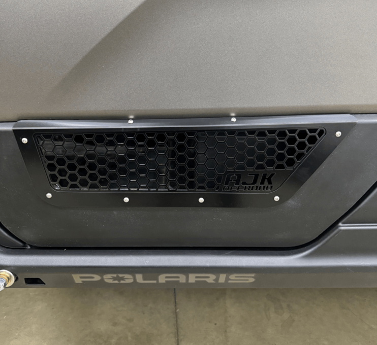 Polaris Xpedition Vented Lower Doors Inserts by AJK Offroad  Close Up of Front Door with See-though Vents in Black