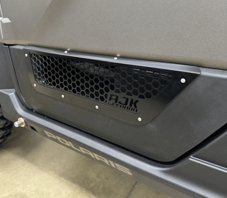 Polaris Xpedition Vented Lower Doors Inserts by AJK Offroad Side Close Up of Front Vented Door in Black