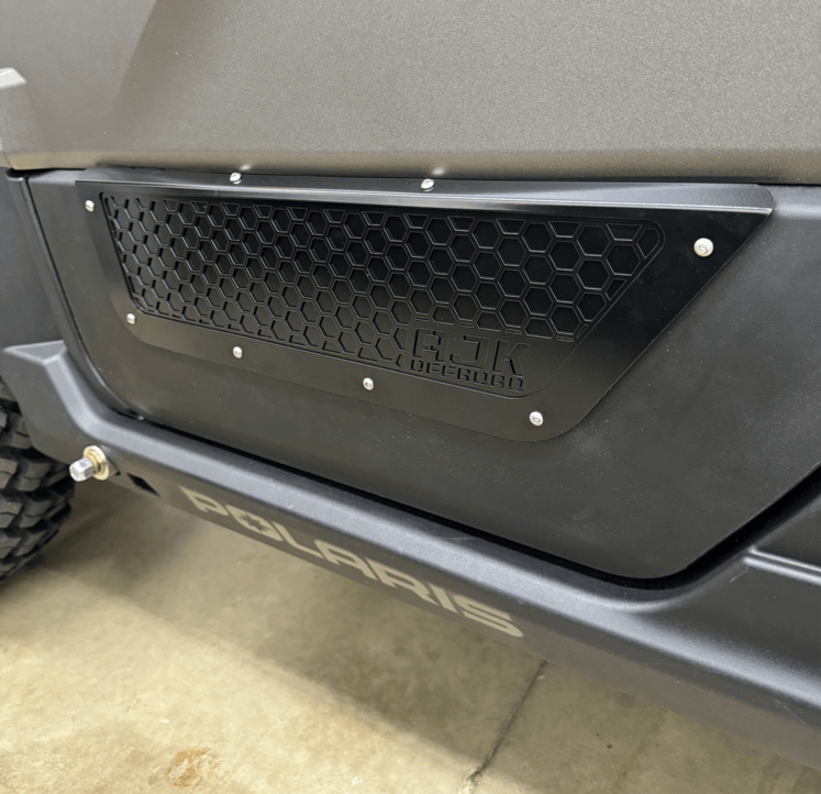 Polaris Xpedition Vented Lower Doors Inserts by AJK Offroad Side Close Up of Front Door in Black