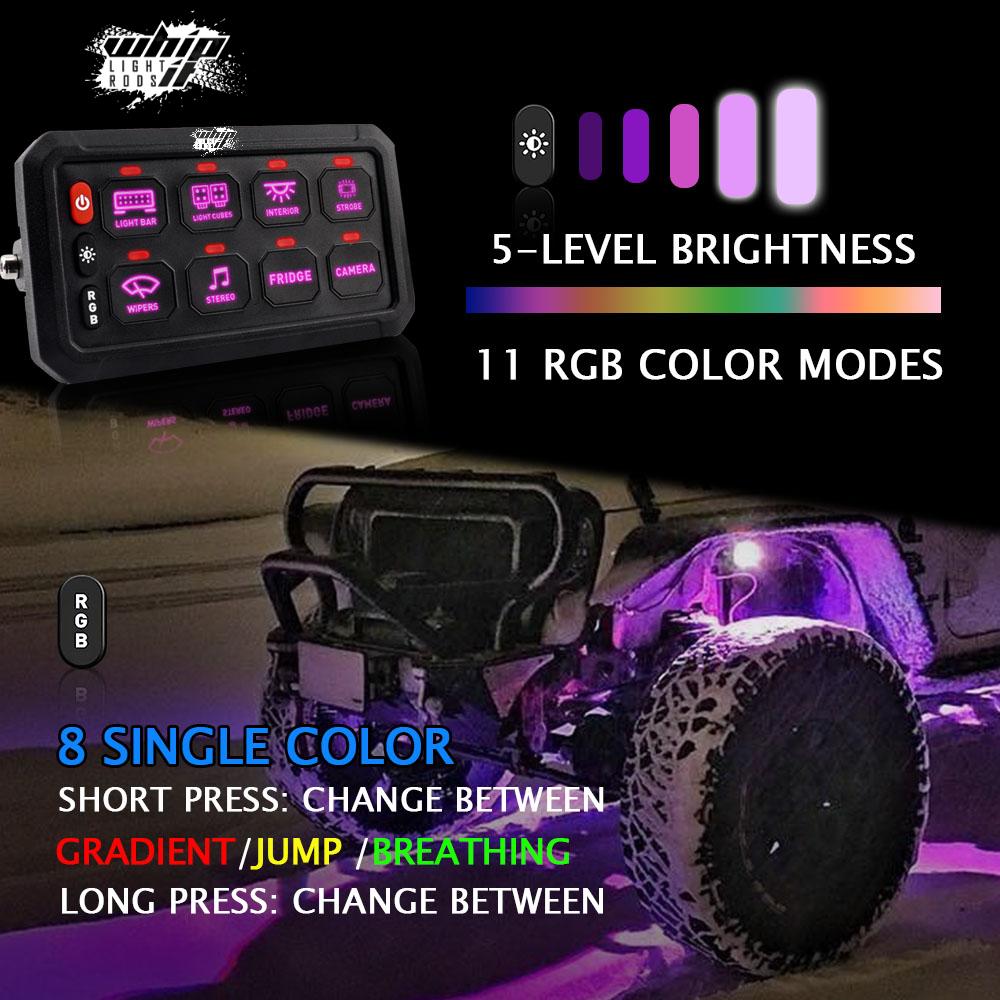 8 Gang Switch Panel – LED Backlit Universal Control System (UTVs, ATVs, Trucks, Boats)