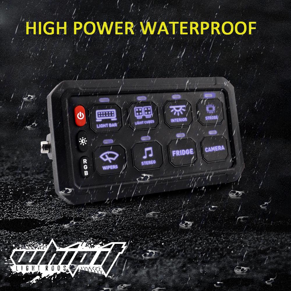 8 Gang Switch Panel – LED Backlit Universal Control System (UTVs, ATVs, Trucks, Boats)