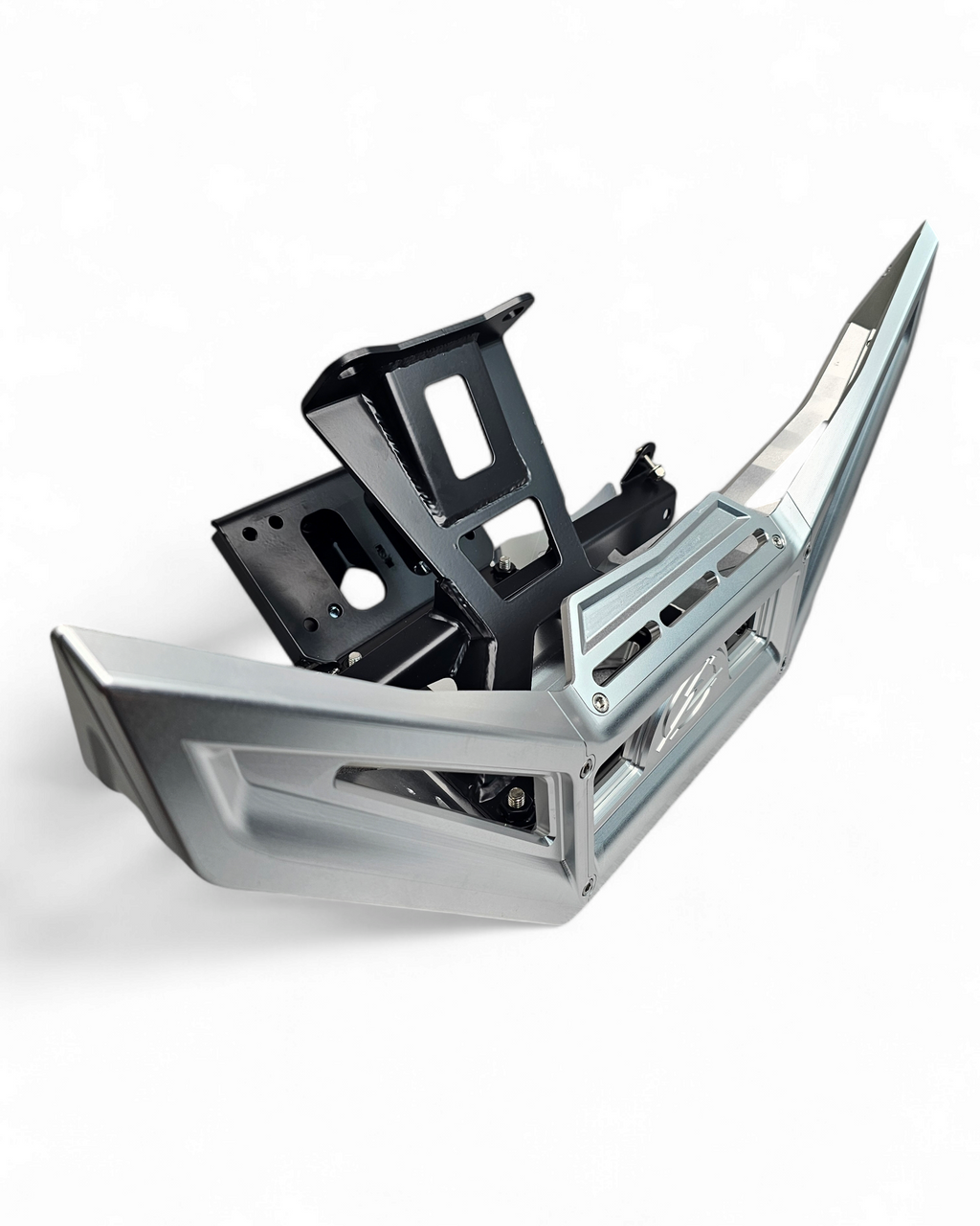 Built-in fairlead slot detail on Can-Am Maverick X3 billet winch bumper for synthetic rope or steel cable
