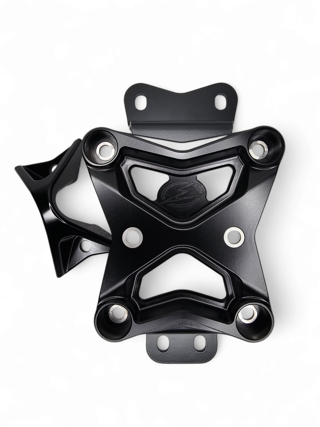 10-Bolt Radius Rod Plate in black anodized finish for 2022-2026 Can-Am Maverick X3 showing 6061 billet aluminum