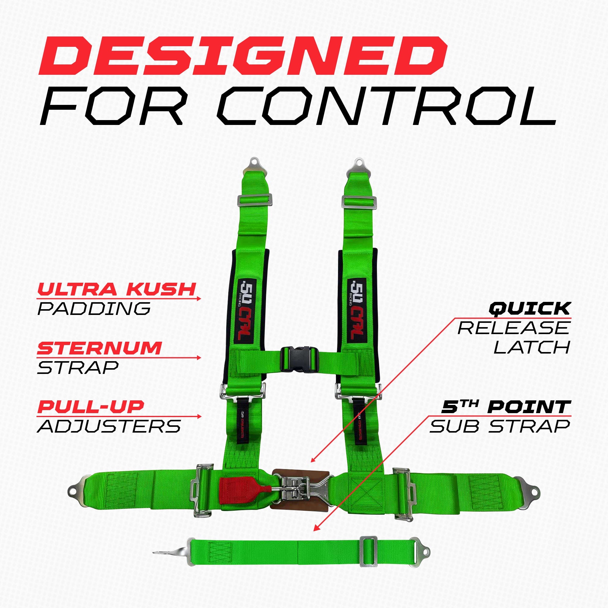 2" 5 point Pro Series Latch Harness 50 Caliber Racing Harness