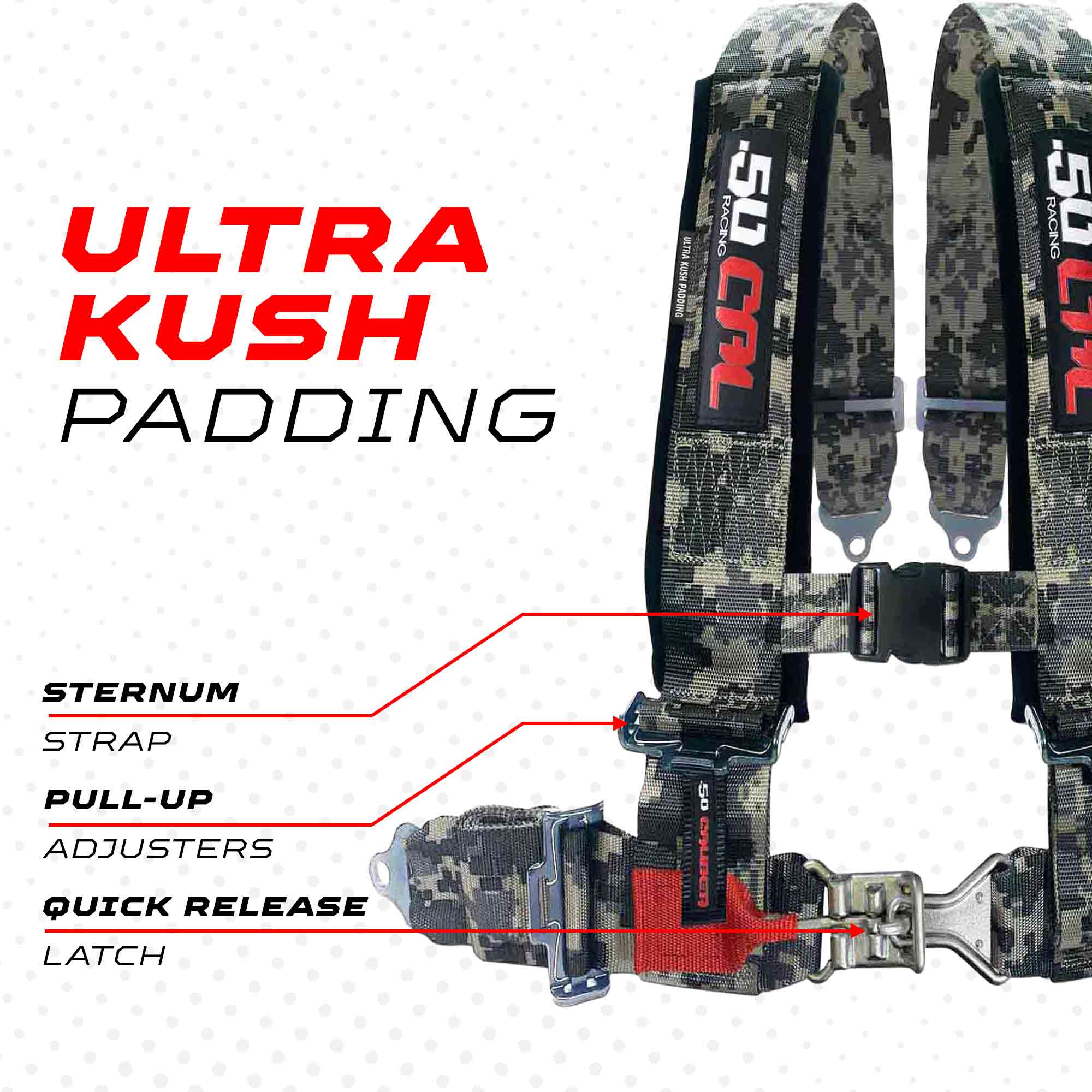 Pro Series 3" 4 point Latch Harness 50 Caliber Racing