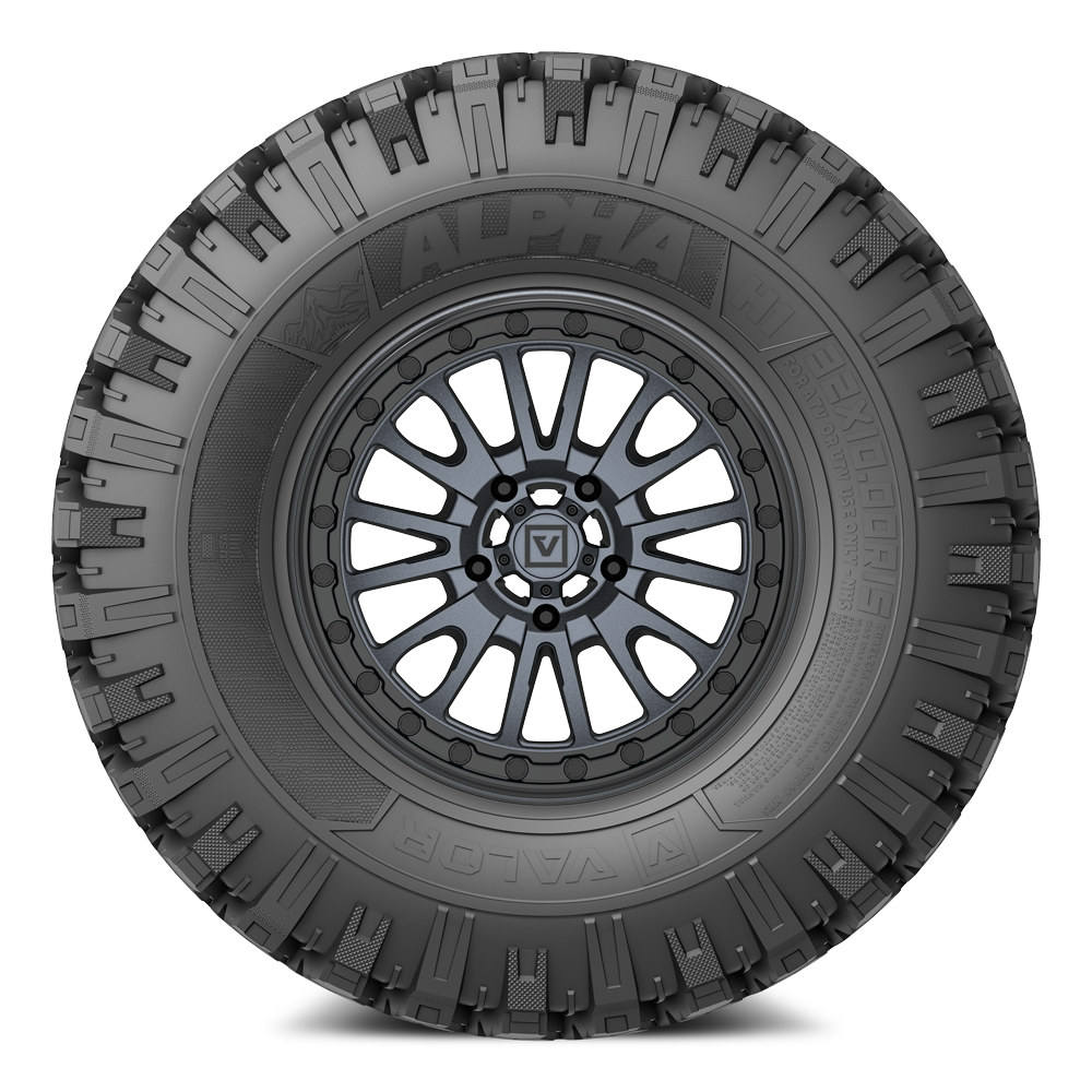 Alpha on 15x7 V16 GM UTV Wheel and Tire Kit - Valor Offroad